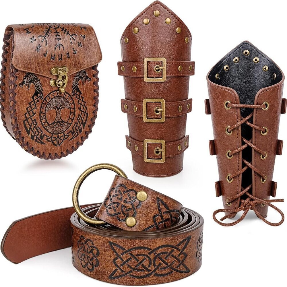 7 Pcs Renaissance Costume Set Medieval Viking Pirate Accessories for Cosplay